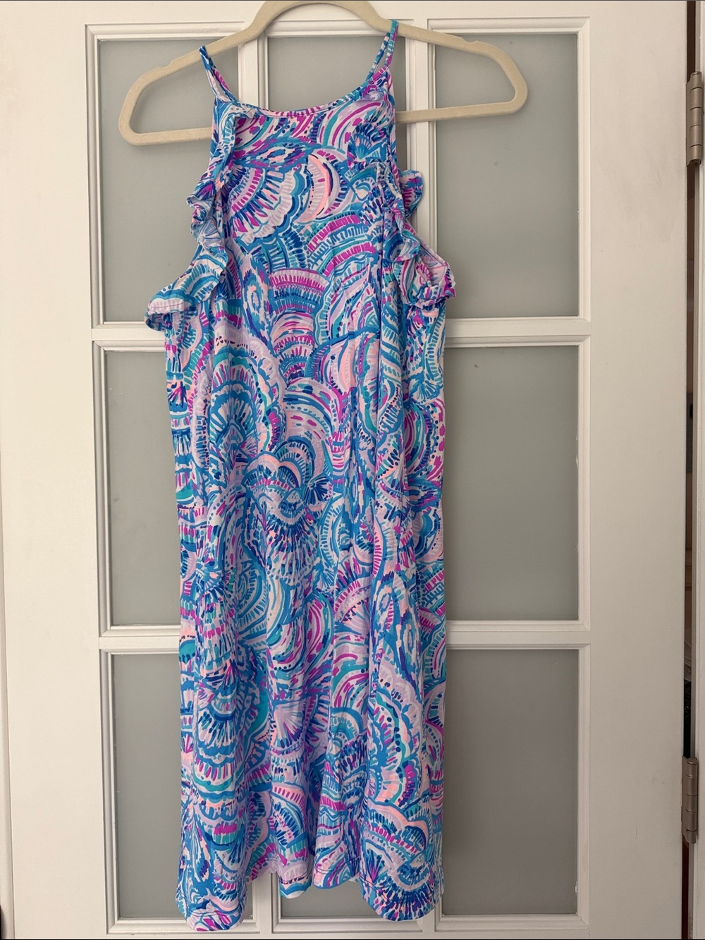 Lilly Pulitzer Blue, Pink & White Abstract Print Top